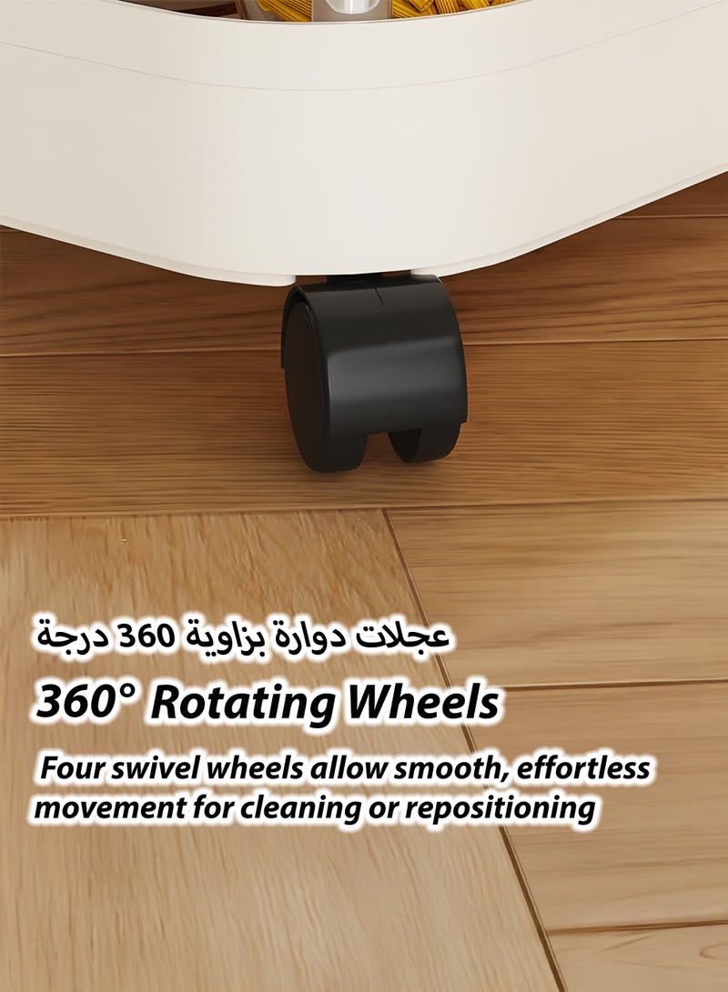 Toshionics 2-Layer Slim Kitchen Trash Can with Storage Shelf & Wheels | Covered Garbage Bin Organizer with Sliding Lid | Narrow Wastebasket for Bathroom, Bedroom, Living Room & Office - Image 3